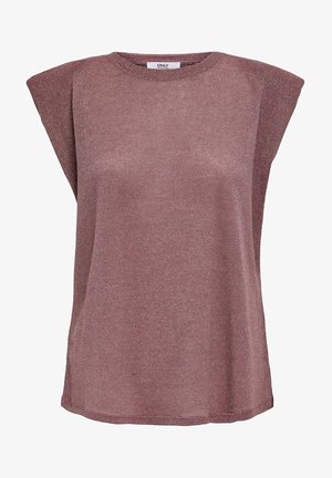 Top senza maniche color malva in maglia, con spalline imbottite, scollo rotondo e orlo dritto.