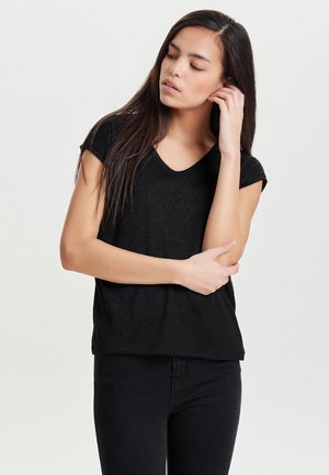 V NECK LUREX JRS - Blouse - black