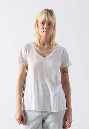 American Vintage JACKSONVILLE V NECK TEE - Základné tričko - blanc
