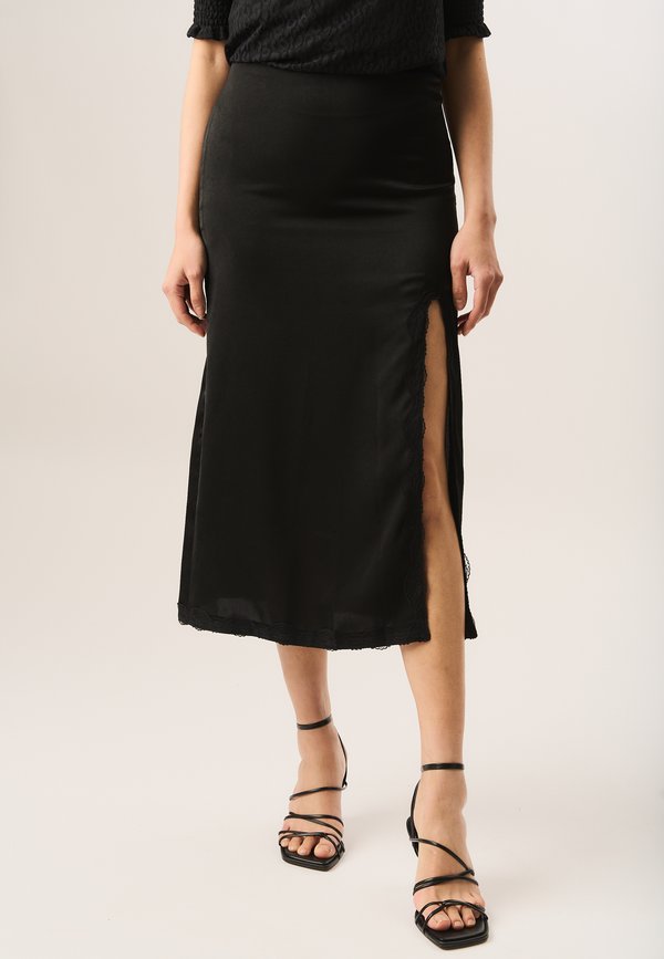 SIDE SPLIT LACE TRIM MIDI  - A-line skirt