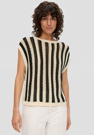 s.Oliver MIT AJOURMUSTER - T-Shirt print - schwarz