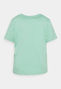 Mintgrön t-shirt med kort ärm visad bakifrån, med rund halsringning och enkel, ren design.