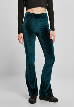 LADIES HIGH WAIST VELVET BOOT CUT LEGGINGS - Bukser - teal