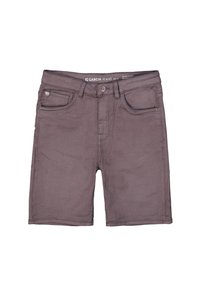 Shorts de mezclilla gris con un ajuste regular, bolsillos frontales y cierre de botón. Presentan una sutil textura y detalle de costura.
