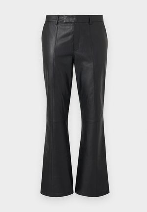 ROCKO FLARED TROUSER - Δερμάτινο παντελόνι - black