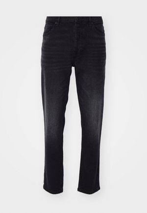 Svarte denim jeans med rett passform, med fem lommer, subtil falming og sydd detaljer.