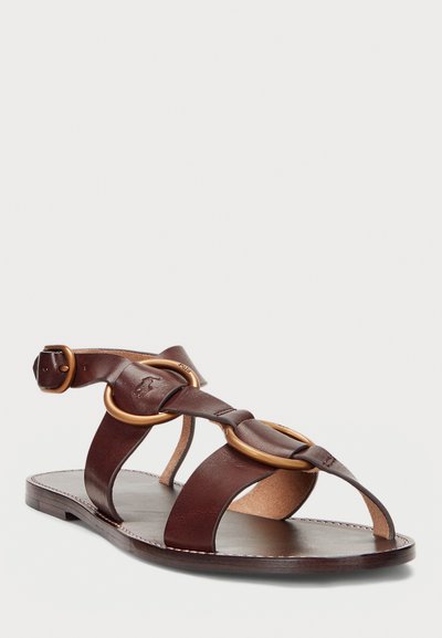 Polo Ralph Lauren DOUBLE O-RING LEATHER SANDAL - Sandales - chocolate