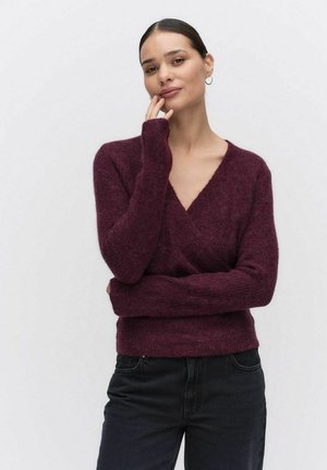 Monique v-neck sweater - Neule - wine red