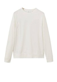 Biała bluza z okrągłym dekoltem wykonana z miękkiego materiału. Posiada rękawy raglanowe, prosty dół oraz ściągacze na rękawach. Prosty, minimalistyczny design.