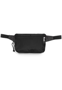 Marsupio in nylon nero con un accentuazione grigia testurizzata, dotato di un ampio compartimento con zip e una tasca frontale più piccola con zip. Include una tracolla regolabile.