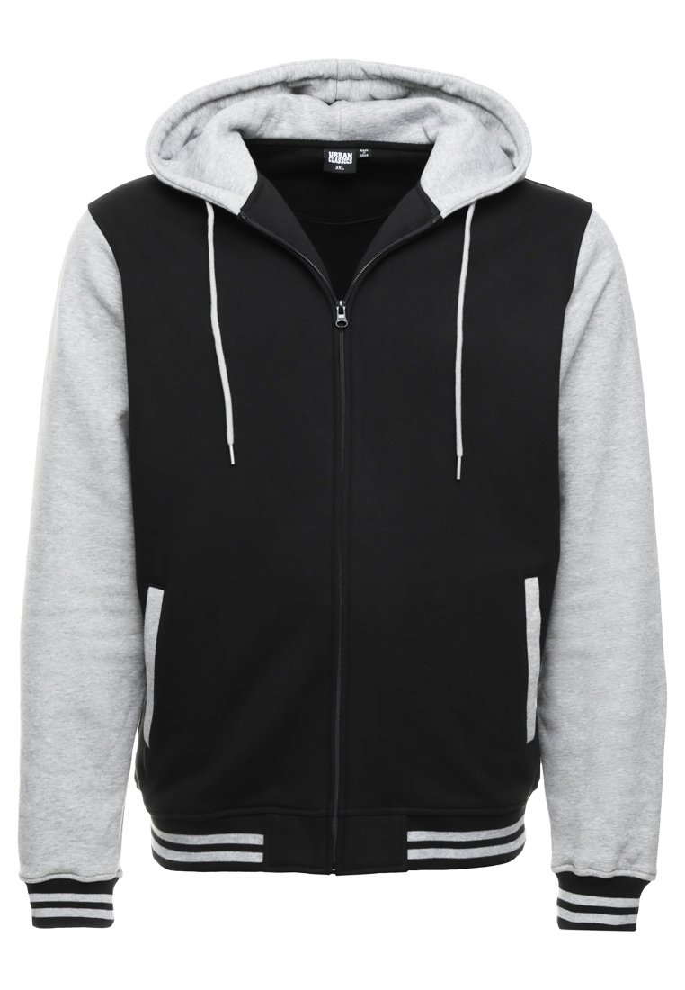 Urban Classics - 2-TONE ZIP HOODY - Sweater met rits - black/grey, Vergroten