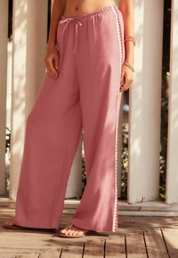 Next TIE WAIST WIDE LEG TALL - Kelnės - pink crochet