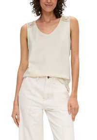 s.Oliver MIT HÄKELSPITZEN-DETAILS - Top - beige