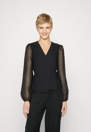 Pieces PCSEYMA VNECK WRAP - Μπλούζα - black