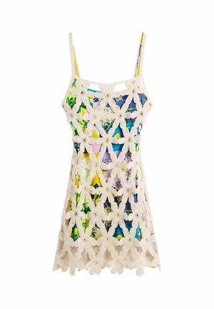 Desigual, WHITE CROCHET DRESS - Svetríkové šaty - white