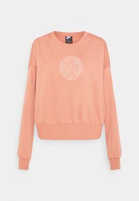 Långärmad sweatshirt i bomull i persikofärg, med rundad halsringning, ribbade ärmslut och en vit logotyp framtill i en cirkulär design.