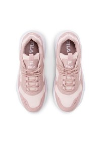 Rosa Sportschuhe aus Netz- und Synthesematerialien mit Schnürdesign, gepolstertem Kragen und Fila-Logo.