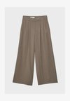 RUSTIC WIDE-LEG TROUSERS WITH ADJUSTABLE BUTTONS 04536747 - Kalhoty - mottled light brown