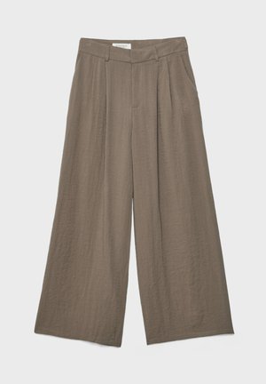 Stradivarius, RUSTIC WIDE-LEG TROUSERS WITH ADJUSTABLE BUTTONS 04536747 - Broek - mottled light brown