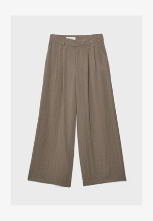 Stradivarius, RUSTIC WIDE-LEG TROUSERS WITH ADJUSTABLE BUTTONS 04536747 - Stoffhose - mottled light brown
