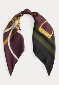 BELTING-PRINT SILK SQUARE SCARF - Fuliaras - pinot noir