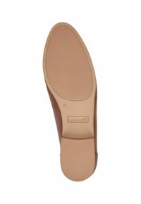 Brown shoe sole with a smooth texture. Features a circular heel and ridged grip pattern. Markings include size and brand name "Caprice."