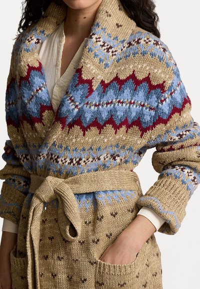 Polo Ralph Lauren WOOL-BLEND SHAWL CARDIGAN - Casaco de malha - tan multi