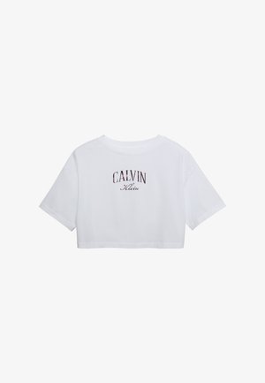 Calvin Klein Jeans, BOXY CROPPED VARSITY LOGO - T-shirt imprimé - bright white