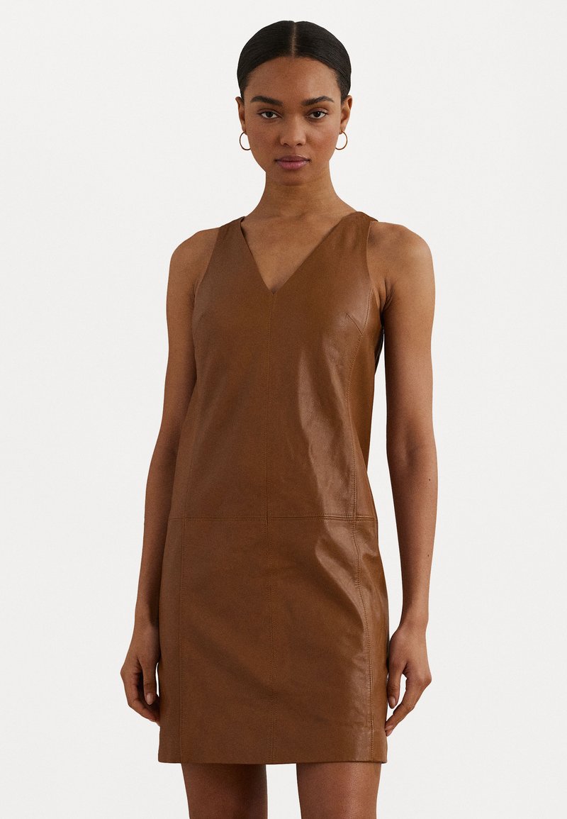 Lauren Ralph Lauren LAMBSKIN SLEEVELESS SHIFT DRESS - Dienas kleita - brown