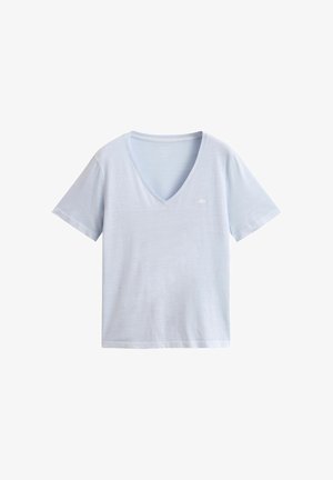 GANT, WASHED SHIELD V-NECK - Basic T-shirt - light blue