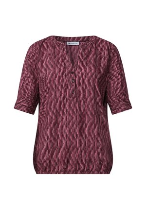 Street One, KURZARM BLUSE MIT SPLIT NECK UND ELASTIKSAUM - Blouse - blush berry