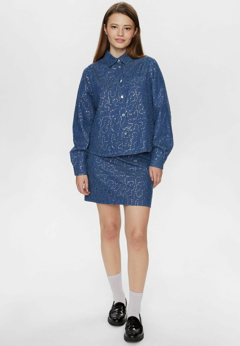 Numph Overhemdblouse blauw denim/bluedenim