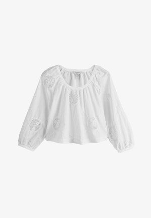 Next, REGULAR FIT - CROCHET INSERT LONG SLEEVE BARDOT TOP . - Blúzka - white