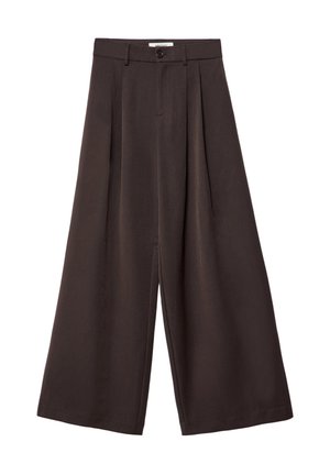 Stradivarius WIDE LEG SMART WITH DARTS - Kalhoty - dark brown