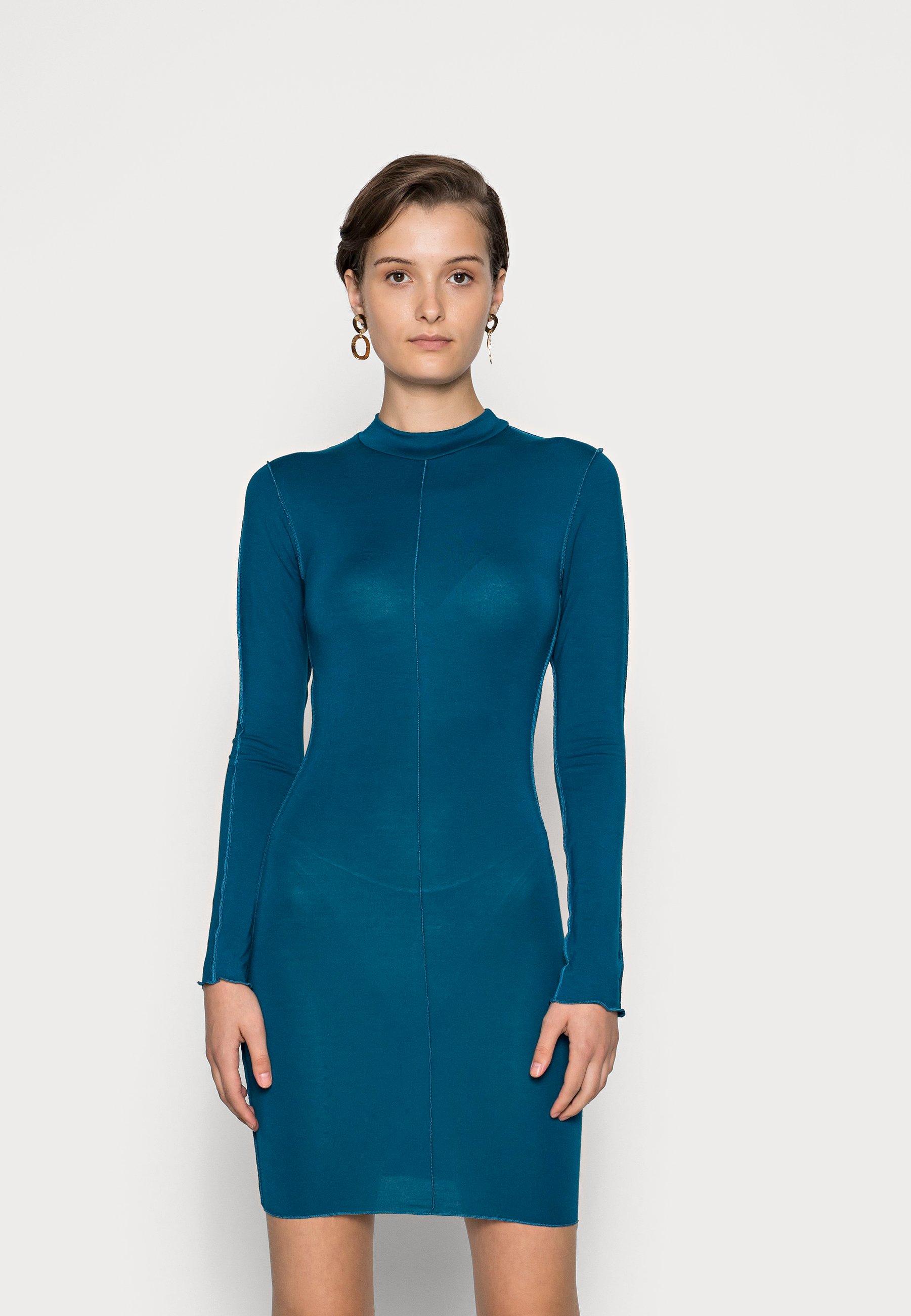 light blue high neck dress