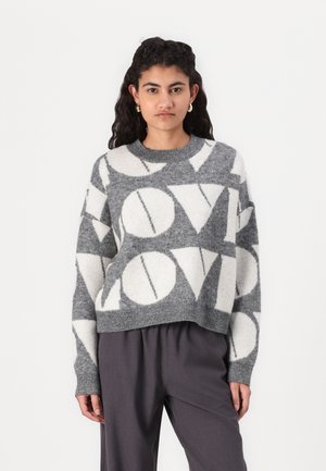 Vero Moda VMLOVE O NECK PULLOVER - Jersey de punto - medium grey melange/birch solid