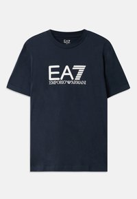 TRAIN VISIBILITY TEE - Print T-shirt - blue/cream