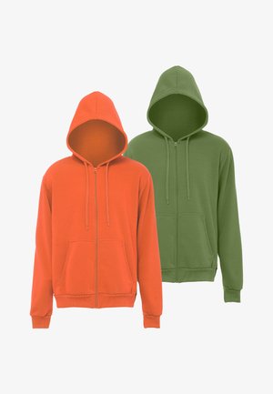 Mo, 2-PACK - Zip-up sweatshirt - oliv orange