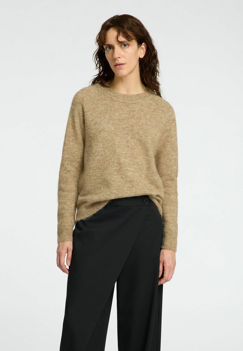 Selected LULU O-NECK - Striktrøje - sepia tint