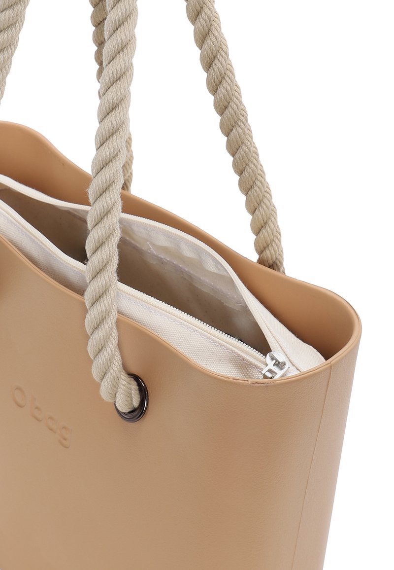 Borsa O Bag Manici Corda O Bag Borsa A Mano Light Brown Plain