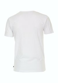 Hvid T-shirt med kortærmer lavet af bomuld. Rund halsudskæring og lige pasform. Ingen mønstre eller synlige beslag.