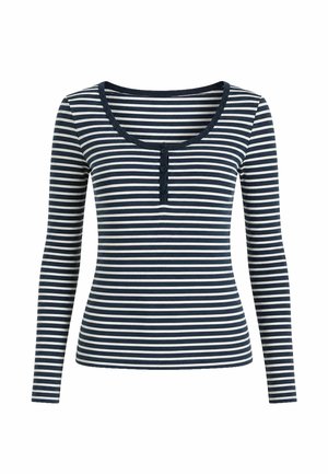 AMERICANDREAMS, CAROLINE STRIPED LS BLOUSE - Langærmet T-shirt - black   white