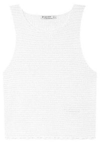 Witte gebreide tanktop met een ronde hals en wijde armsgaten, met een structuurstof en een relaxte pasvorm.