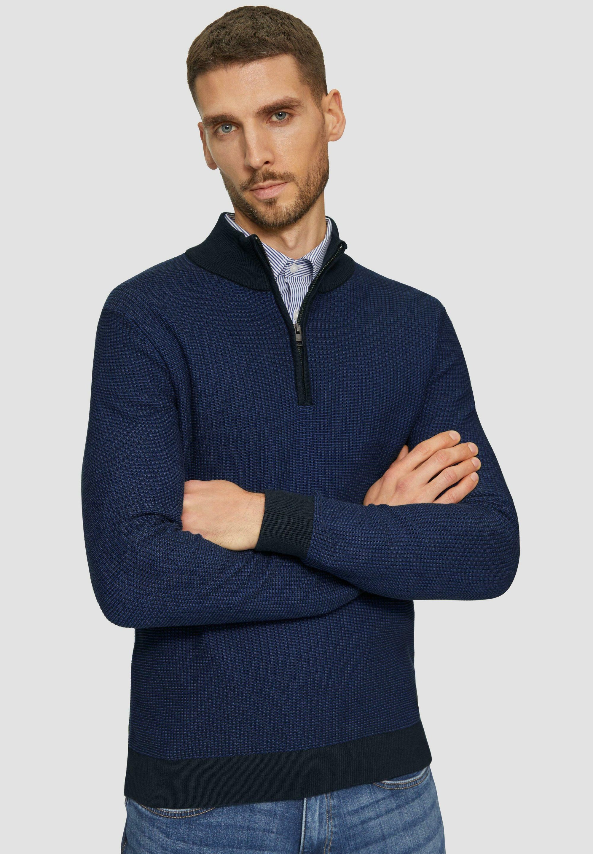 Blaues Hemd Stehkragen Hemd Unter Pullover MIT STEHKRAGEN