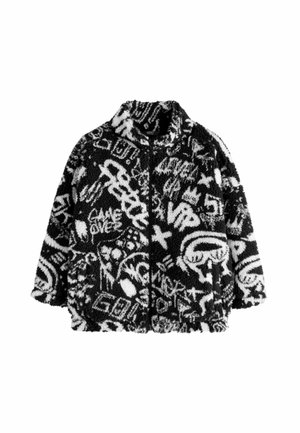 PRINTED ZIP THROUGH BORG - REGULAR FIT - Fliisjakk - black white