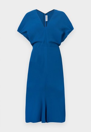 Victoria Beckham BLOUSON DETAIL MIDI DRESS - Džersejové šaty - blue