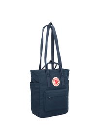 Borsa a tracolla blu navy realizzata in tessuto resistente, dotata di doppie maniglie superiori, spallacci regolabili e una tasca frontale con zip e patch logo.