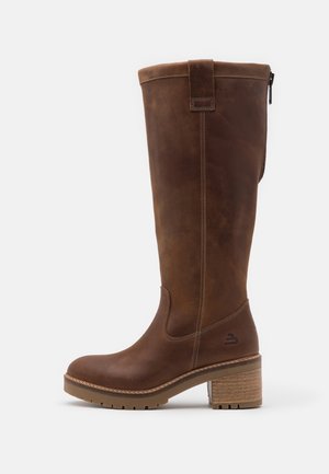 Stivali con plateau - cognac