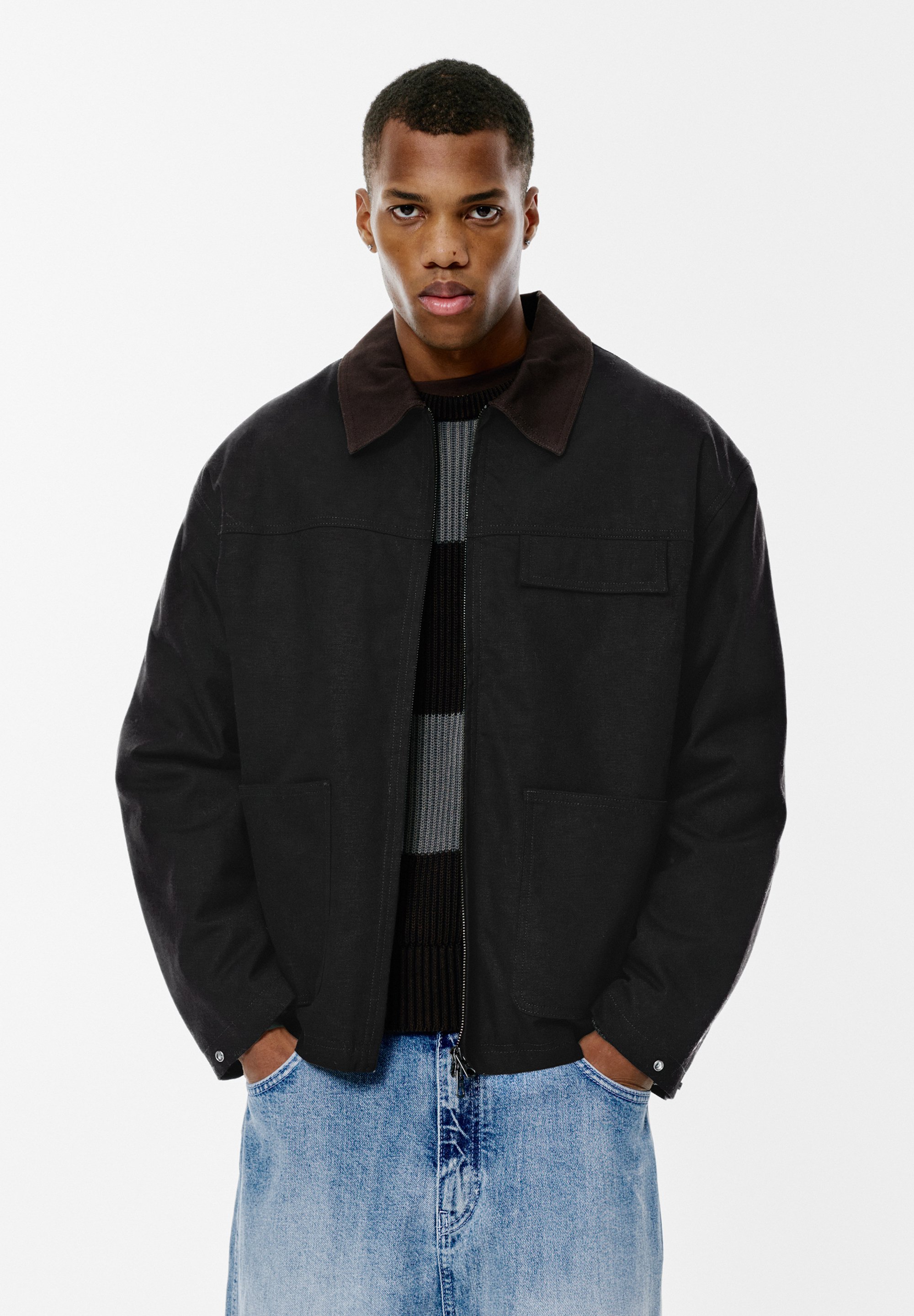 Pull Cargo à Manches Longues Pour Homme - Demi-fermeture éclair, Multi-poches, Coupe Ajustée - Style Y2K Décontracté