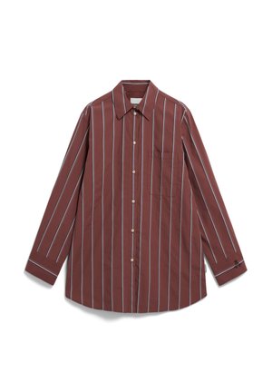 ARMEDANGELS HALIAA STRIPED - Button-down blouse - dark berry